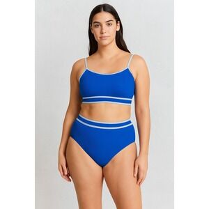 Womens Bikini‎ Set Size L Blue High Waist Sporty Swimwear Coastal Summer Beach